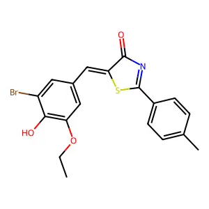 (5Z)-5-[(3-bromo-5-ethoxy-4-hydroxyphenyl)methylidene]-2-(4-methylphenyl)-1,3-thiazol-4-one structure