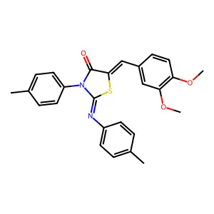 5-(3,4-dimethoxybenzylidene)-3-(4-methylphenyl)-2-[(4-methylphenyl)imino]-1,3-thiazolidin-4-one structure