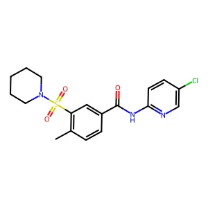 N-(5-chloropyridin-2-yl)-4-methyl-3-piperidin-1-ylsulfonylbenzamide structure