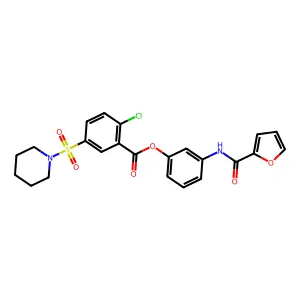 3-(2-Furoylamino)phenyl 2-chloro-5-(1-piperidinylsulfonyl)benzoate structure