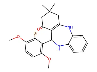 11-(2-bromo-3,6-dimethoxyphenyl)-3,3-dimethyl-2,3,4,5,10,11-hexahydro-1H-dibenzo[b,e][1,4]diazepin-1-one structure