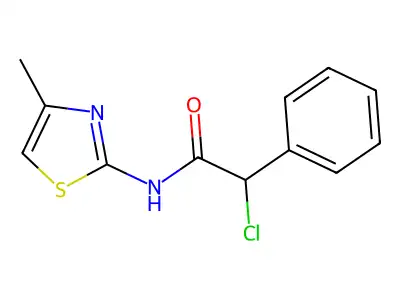 2-chloro-N-(4-methyl-1,3-thiazol-2-yl)-2-phenylacetamide structure