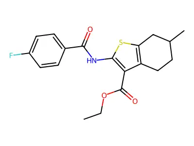 ethyl 2-[(4-fluorobenzoyl)amino]-6-methyl-4,5,6,7-tetrahydro-1-benzothiophene-3-carboxylate structure