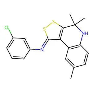 N-(3-chlorophenyl)-4,4,8-trimethyl-5H-dithiolo[3,4-c]quinolin-1-imine structure
