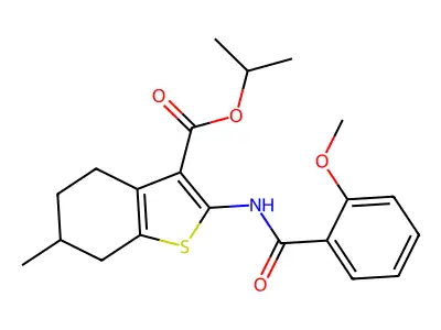 propan-2-yl 2-[(2-methoxybenzoyl)amino]-6-methyl-4,5,6,7-tetrahydro-1-benzothiophene-3-carboxylate structure