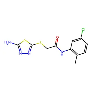 2-[(5-amino-1,3,4-thiadiazol-2-yl)thio]-N-(5-chloro-2-methylphenyl)acetamide structure