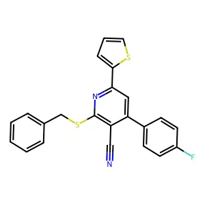 2-Benzylsulfanyl-4-(4-fluorophenyl)-6-thiophen-2-ylpyridine-3-carbonitrile structure