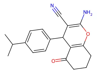 2-Amino-5-oxo-4-(4-propan-2-ylphenyl)-4,6,7,8-tetrahydrochromene-3-carbonitrile structure