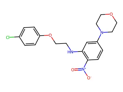 N-[2-(4-chlorophenoxy)ethyl]-5-morpholin-4-yl-2-nitroaniline structure