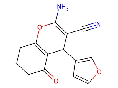 2-amino-4-(furan-3-yl)-5-oxo-5,6,7,8-tetrahydro-4H-chromene-3-carbonitrile structure