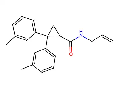 N-allyl-2,2-bis(3-methylphenyl)cyclopropanecarboxamide structure