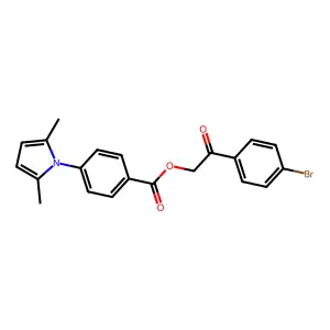 2-(4-bromophenyl)-2-oxoethyl 4-(2,5-dimethyl-1H-pyrrol-1-yl)benzoate structure