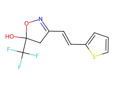 3-[(E)-2-thiophen-2-ylethenyl]-5-(trifluoromethyl)-4H-1,2-oxazol-5-ol structure