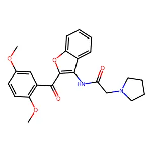 N-[2-(2,5-dimethoxybenzoyl)-1-benzofuran-3-yl]-2-pyrrolidin-1-ylacetamide structure