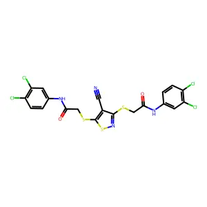 2-[(4-CYANO-3-{[2-(3,4-DICHLOROANILINO)-2-OXOETHYL]SULFANYL}-5-ISOTHIAZOLYL)SULFANYL]-N-(3,4-DICHLOROPHENYL)ACETAMIDE structure