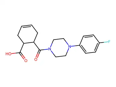 6-[4-(4-Fluorophenyl)piperazine-1-carbonyl]cyclohex-3-ene-1-carboxylic acid structure