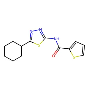 N-(5-cyclohexyl-1,3,4-thiadiazol-2-yl)thiophene-2-carboxamide structure