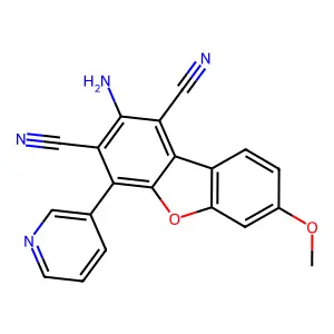 Dibenzofurane-1,3-dicarbonitrile, 2-amino-7-methoxy-4-(3-pyridyl)- structure
