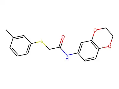 N-(2,3-dihydro-1,4-benzodioxin-6-yl)-2-[(3-methylphenyl)sulfanyl]acetamide structure