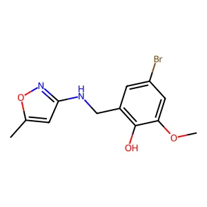 4-Bromo-6-methoxy-2-{[(5-methylisoxazol-3-yl)amino]methyl}phenol structure