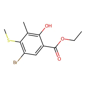 Ethyl 5-bromo-2-hydroxy-3-methyl-4-(methylsulfanyl)benzenecarboxylate structure