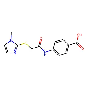 4-{2-[(1-methyl-1H-imidazol-2-yl)sulfanyl]acetamido}benzoic acid structure