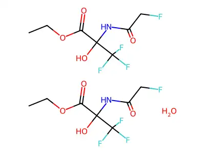 Ethyl 3,3,3-trifluoro-2-[(2-fluoroacetyl)amino]-2-hydroxypropanoate hemihydrate structure