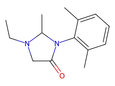 N'-ethyl-2-methyl-N(3)-(2,6-dimethylphenyl)-4-imidazolidinone structure