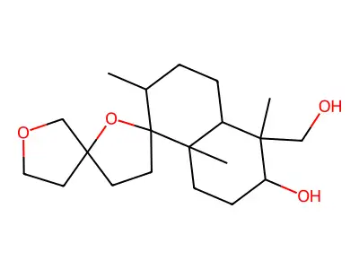 5''-(hydroxymethyl)-2'',5'',8a''-trimethyldodecahydro-2''H-dispiro[furan-3,2'-furan-5',1''-naphthalen]-6''-ol structure
