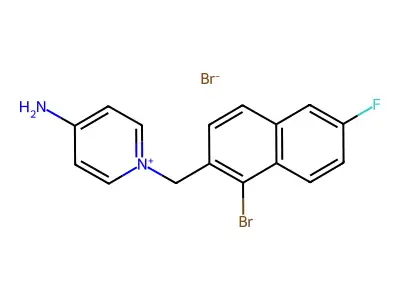 4-Amino-1-[(1-bromo-6-fluoro-2-naphthyl)methyl]pyridinium bromide structure