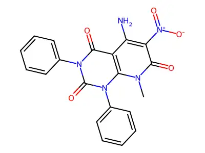 5-Amino-8-methyl-6-nitro-1,3-diphenylpyrido[2,3-d]pyrimidine-2,4,7-trione structure