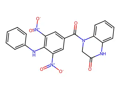 4-(3,5-dinitro-4-(phenylamino)benzoyl)-3,4-dihydroquinoxalin-2(1H)-one structure