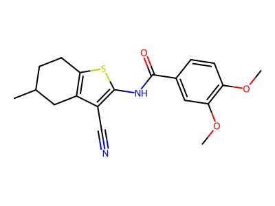 N-(3-cyano-5-methyl-4,5,6,7-tetrahydro-1-benzothiophen-2-yl)-3,4-dimethoxybenzamide structure