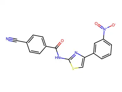 4-cyano-N-[4-(3-nitrophenyl)-1,3-thiazol-2-yl]benzamide structure