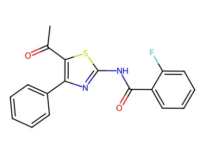 N-(5-acetyl-4-phenyl-1,3-thiazol-2-yl)-2-fluorobenzamide structure