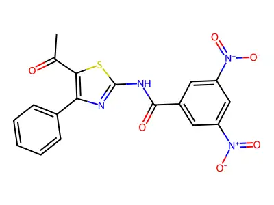 N-(5-acetyl-4-phenyl-1,3-thiazol-2-yl)-3,5-dinitrobenzamide structure