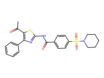 N-(5-acetyl-4-phenylthiazol-2-yl)-4-(piperidin-1-ylsulfonyl)benzamide structure