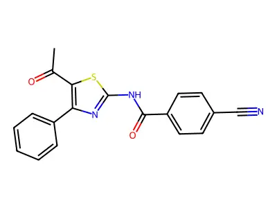 N-(5-acetyl-4-phenyl-1,3-thiazol-2-yl)-4-cyanobenzamide structure