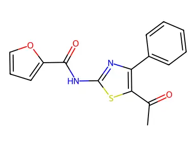 N-(5-acetyl-4-phenyl-1,3-thiazol-2-yl)furan-2-carboxamide structure