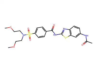 N-(6-acetamidobenzo[d]thiazol-2-yl)-4-(N,N-bis(2-methoxyethyl)sulfamoyl)benzamide structure