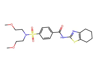 4-[bis(2-methoxyethyl)sulfamoyl]-N-(4,5,6,7-tetrahydro-1,3-benzothiazol-2-yl)benzamide structure