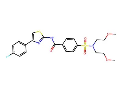 4-[bis(2-methoxyethyl)sulfamoyl]-N-[4-(4-fluorophenyl)-1,3-thiazol-2-yl]benzamide structure