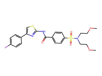 4-[bis(2-methoxyethyl)sulfamoyl]-N-[4-(4-iodophenyl)-1,3-thiazol-2-yl]benzamide structure
