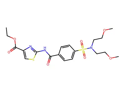 ethyl 2-(4-(N,N-bis(2-methoxyethyl)sulfamoyl)benzamido)thiazole-4-carboxylate structure