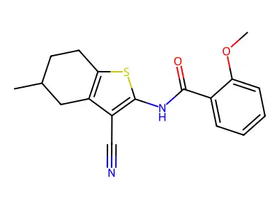 N-(3-cyano-5-methyl-4,5,6,7-tetrahydro-1-benzothiophen-2-yl)-2-methoxybenzamide structure