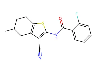 N-(3-cyano-5-methyl-4,5,6,7-tetrahydro-1-benzothiophen-2-yl)-2-fluorobenzamide structure