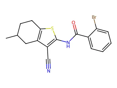 2-bromo-N-(3-cyano-5-methyl-4,5,6,7-tetrahydro-1-benzothiophen-2-yl)benzamide structure