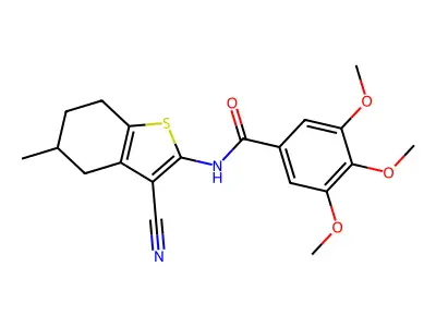 N-(3-cyano-5-methyl-4,5,6,7-tetrahydro-1-benzothiophen-2-yl)-3,4,5-trimethoxybenzamide structure