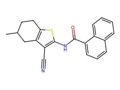 N-(3-cyano-5-methyl-4,5,6,7-tetrahydro-1-benzothiophen-2-yl)naphthalene-1-carboxamide structure