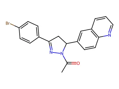 1-(3-(4-bromophenyl)-5-(quinolin-6-yl)-4,5-dihydro-1H-pyrazol-1-yl)ethanone structure
